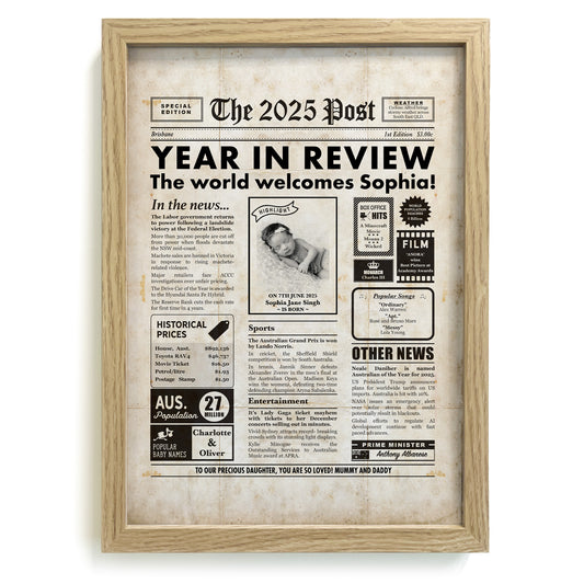 Newborn personalised newspaper gift