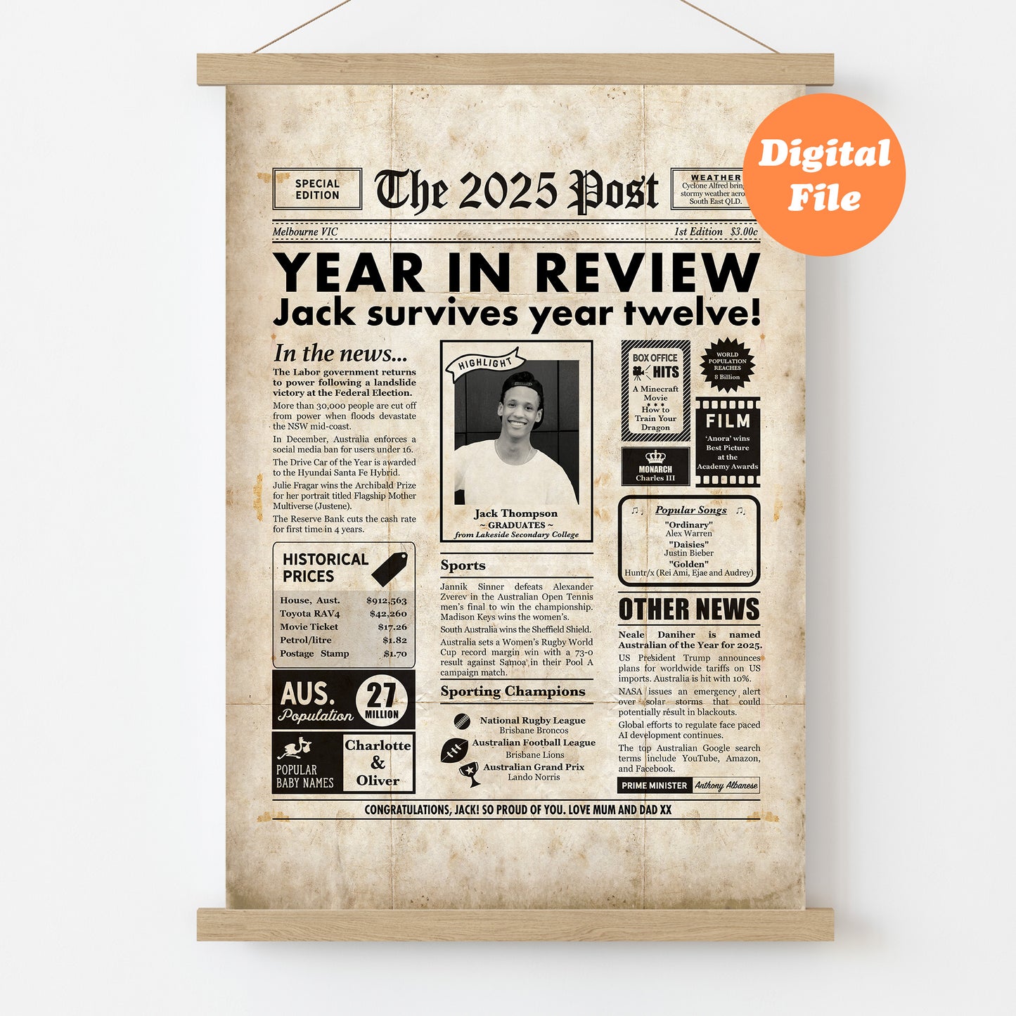 Graduation Gift - Class of 2025 Newspaper