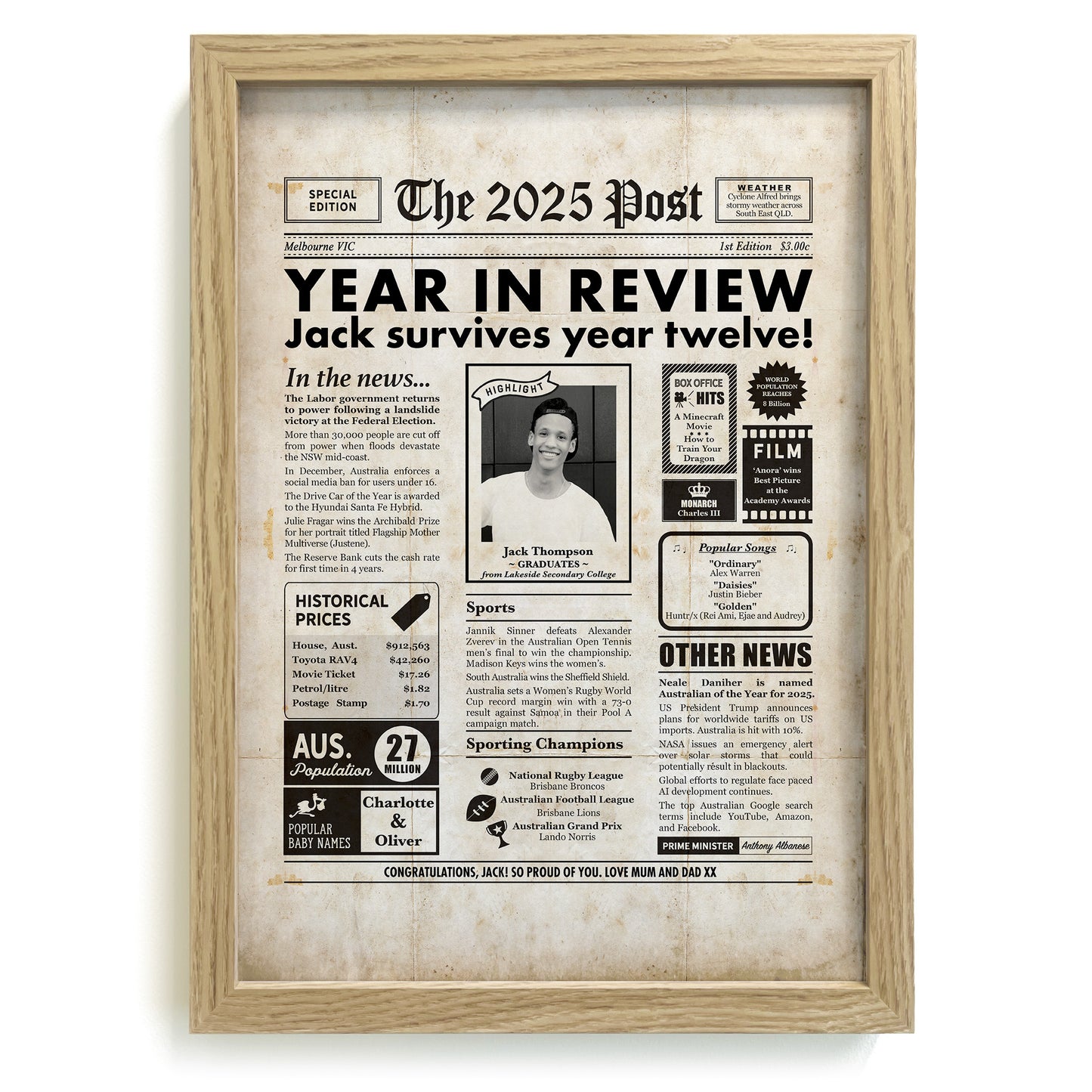 Graduation Framed Print for Year 12 Students