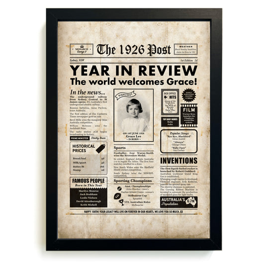 100th Birthday Newspaper Gift