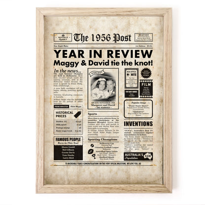70th Anniversary Newspaper Framed Print