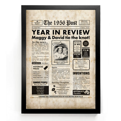 70th Anniversary Newspaper Framed Print