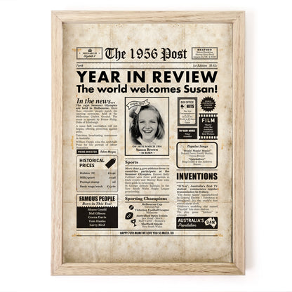 70th Birthday Newspaper Framed Print