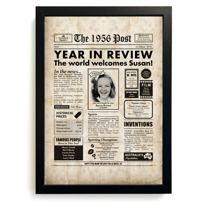 70th Birthday Newspaper Framed Print
