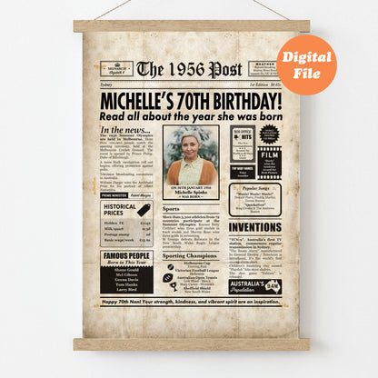 Year You Were Born Persoanlised Colour Birthday Newspaper Poster