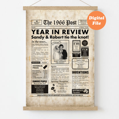 Year You Were Married Digital Personalised Anniversary Newspaper Poster