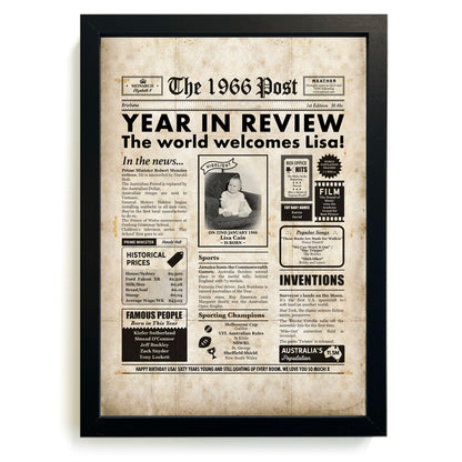 60th Birthday Newspaper Framed Print