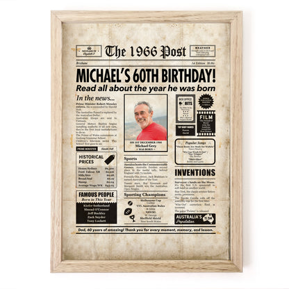 60th Birthday Colour Newspaper Framed Print