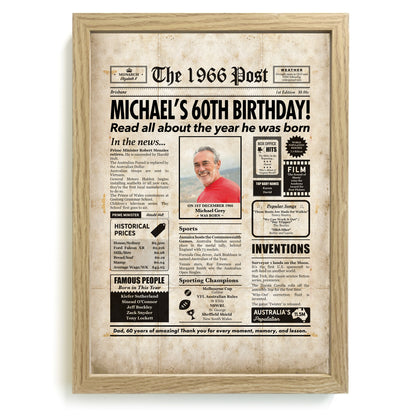60th Birthday Colour Newspaper Framed Print