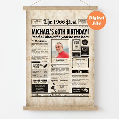 Year You Were Born Persoanlised Colour Birthday Newspaper Poster