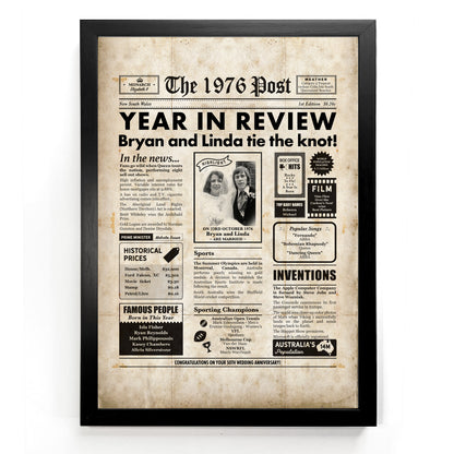 50th Anniversary Newspaper Framed Print