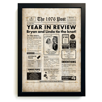 50th Anniversary Newspaper Framed Print