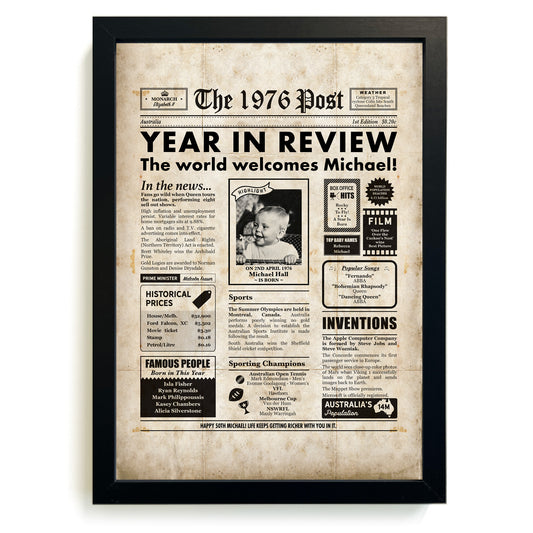 50th Birthday Newspaper Framed Print