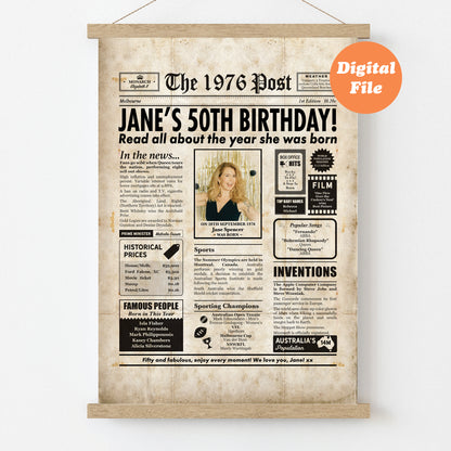 Year You Were Born Persoanlised Colour Birthday Newspaper Poster