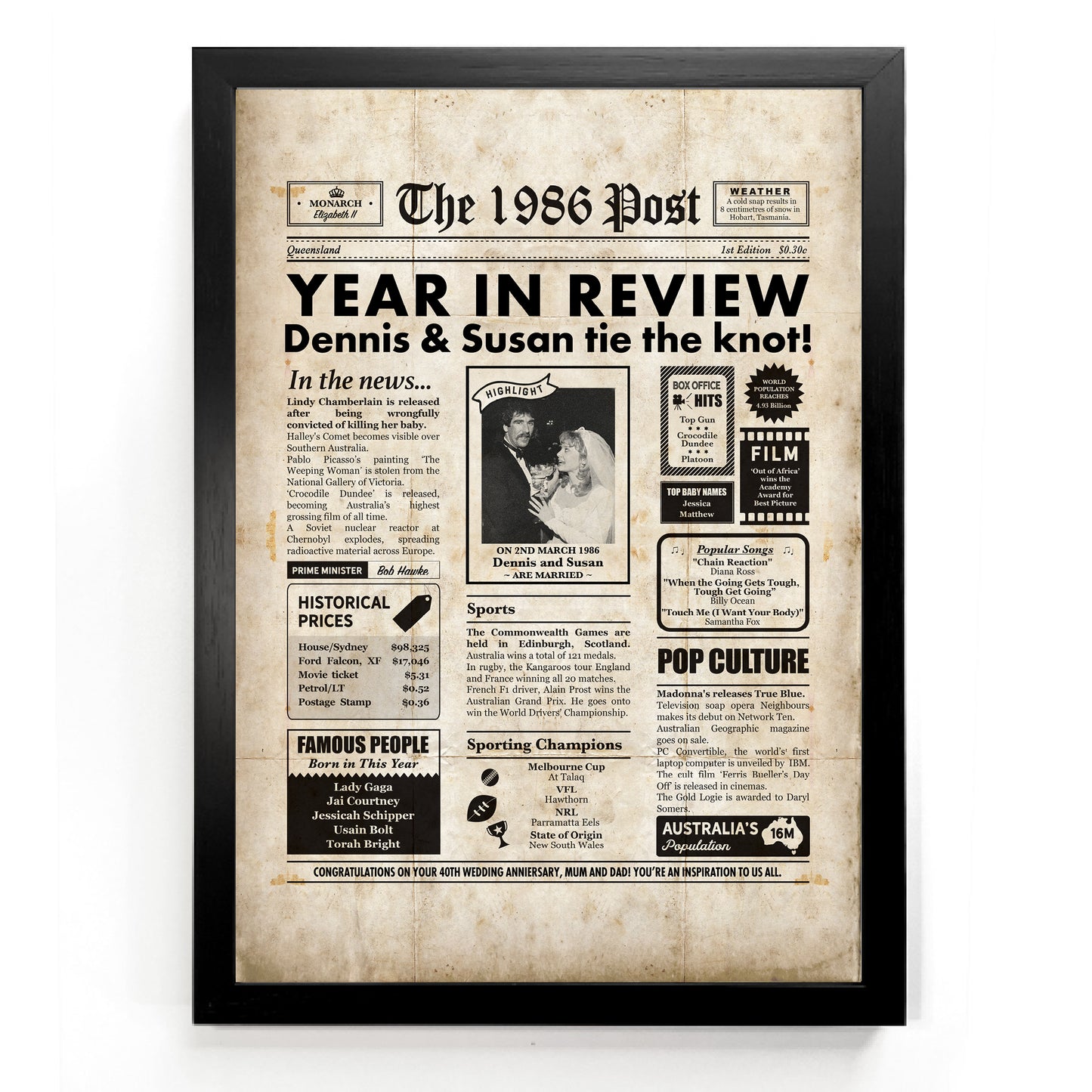 40th Anniversary Framed Print