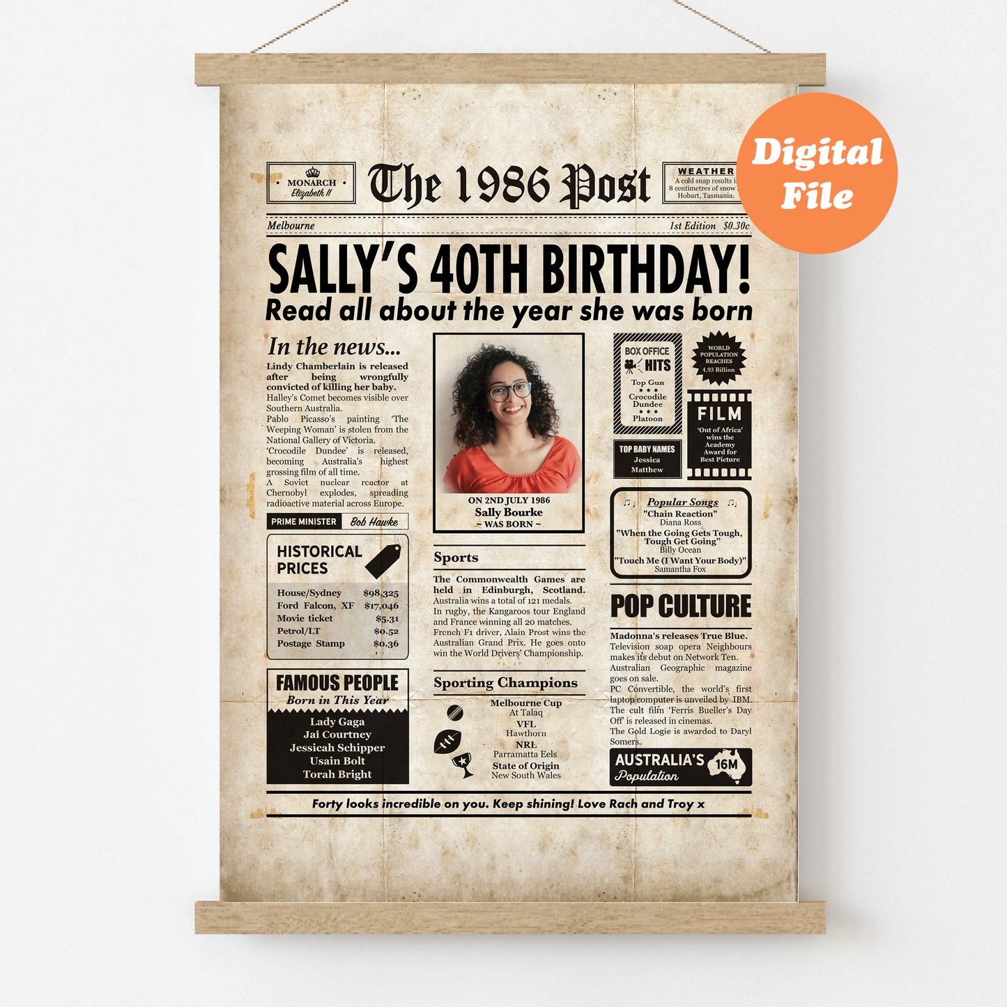 Year You Were Born Persoanlised Colour Birthday Newspaper Poster