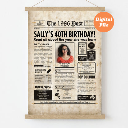 Year You Were Born Persoanlised Colour Birthday Newspaper Poster