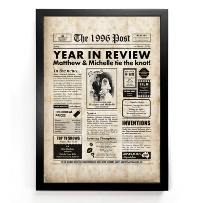 30th Anniversary Newspaper Framed Print