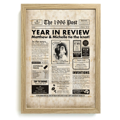 30th Anniversary Newspaper Framed Print