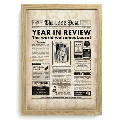 30th Birthday Newspaper Framed Print