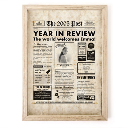 21st Birthday Newspaper Framed Print