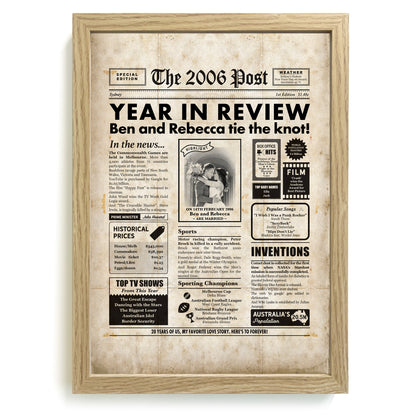20th Anniversary Newspaper Framed Print