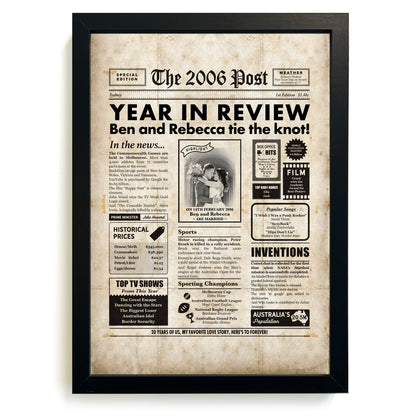 20th Anniversary Newspaper Framed Print