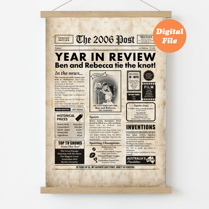 Year You Were Married Digital Personalised Anniversary Newspaper Poster