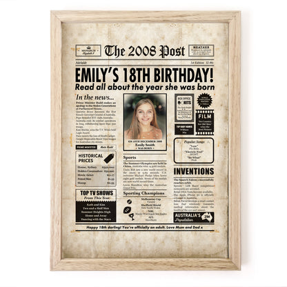 18th Birthday Colour Newspaper Framed Print