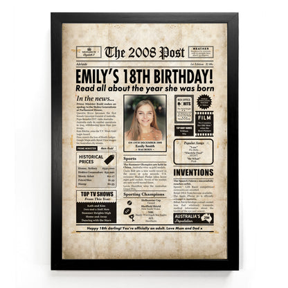 18th Birthday Colour Newspaper Framed Print