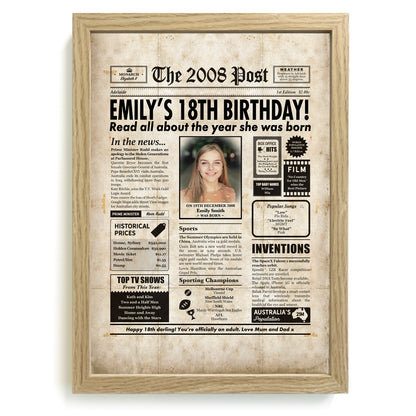 18th Birthday Colour Newspaper Framed Print