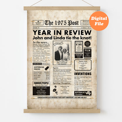 Year You Were Married Digital Personalised Anniversary Newspaper Poster