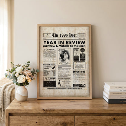 30th Wedding Anniversary Gift, Personalised Digital Newspaper Print