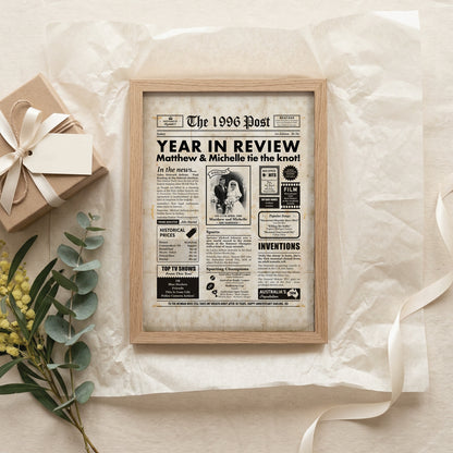30th Wedding Anniversary Gift, Personalised Digital Newspaper Print
