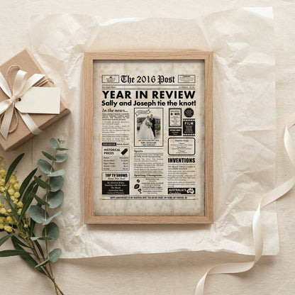 10th Wedding Anniversary Gift, Personalised Digital Newspaper Print