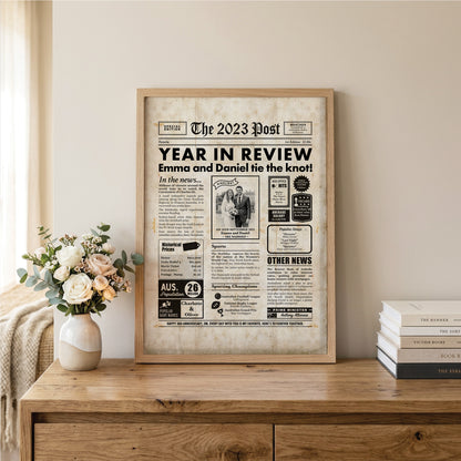 3rd Wedding Anniversary Gift, Personalised Digital Newspaper Print