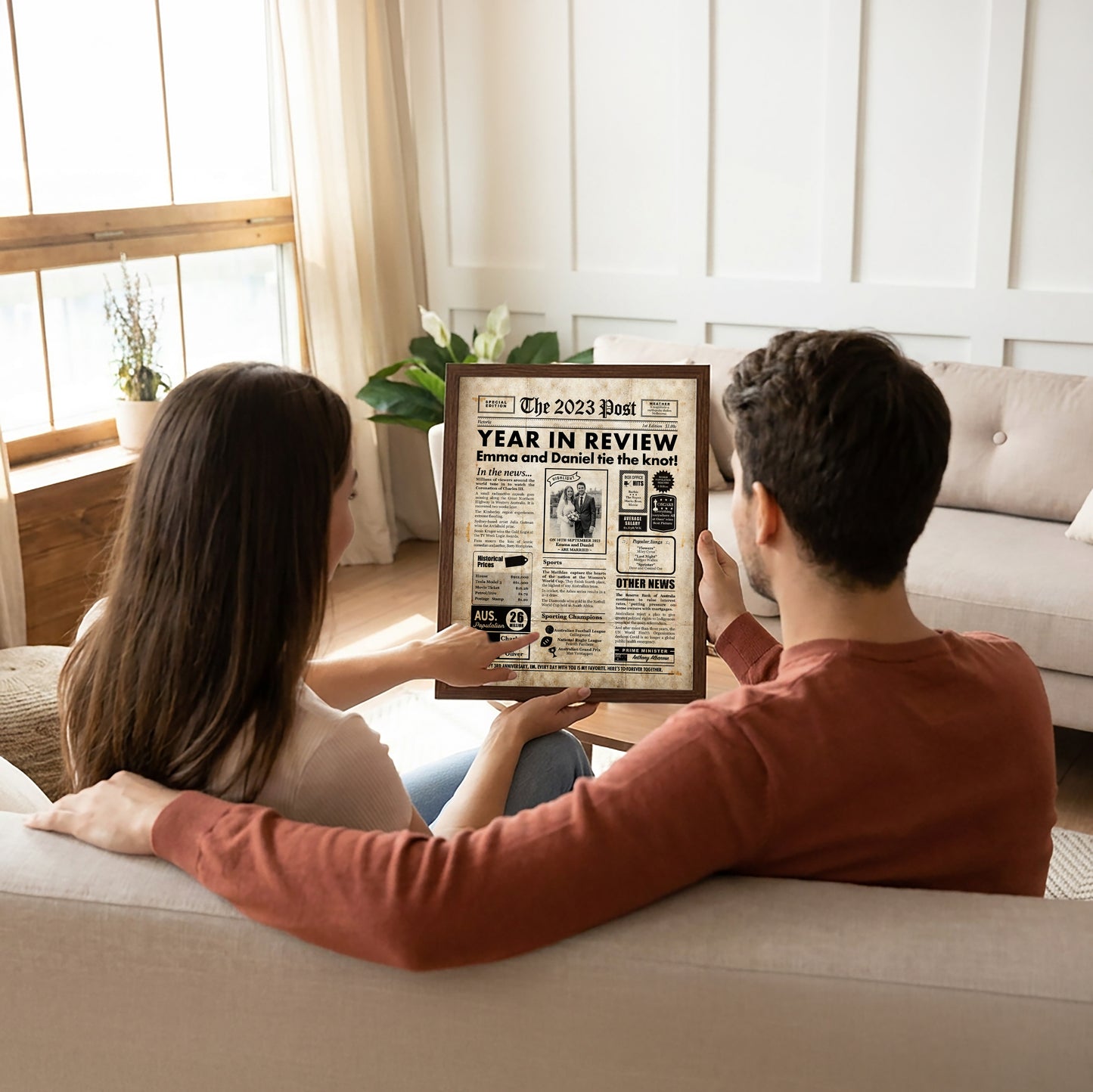 3rd Wedding Anniversary Gift, Personalised Digital Newspaper Print