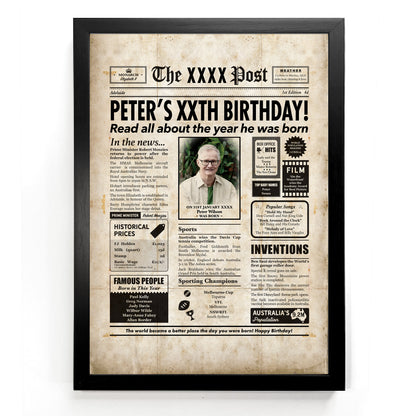 Year You Were Born Persoanlised Colour Birthday Newspaper Poster