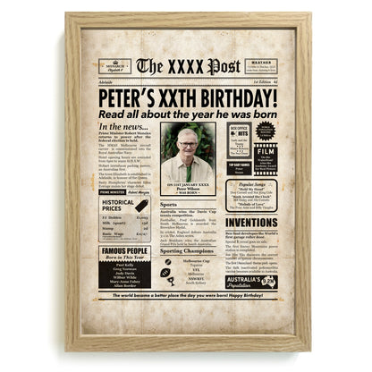 Year You Were Born Persoanlised Colour Birthday Newspaper Poster
