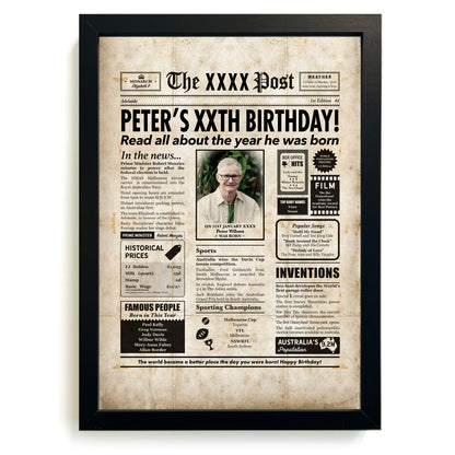 Year You Were Born Persoanlised Colour Birthday Newspaper Poster