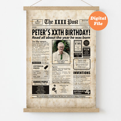 Year You Were Born Persoanlised Colour Birthday Newspaper Poster