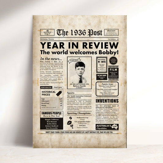 Born in 1936 | Personalised Digital Birthday Newspaper Gift