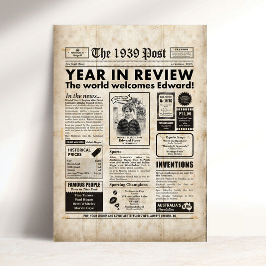 Born in 1939 | Personalised Digital Birthday Newspaper Gift