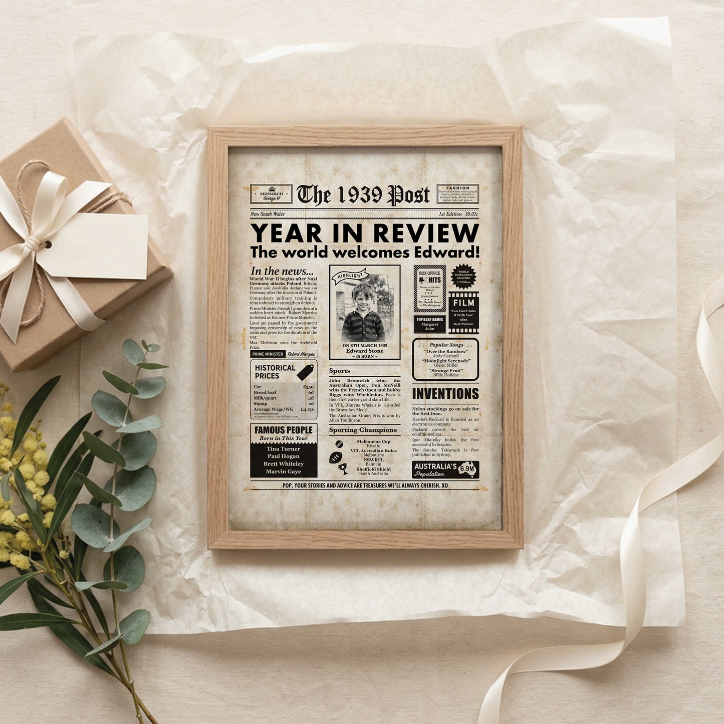 Born in 1939 | Personalised Digital Birthday Newspaper Gift
