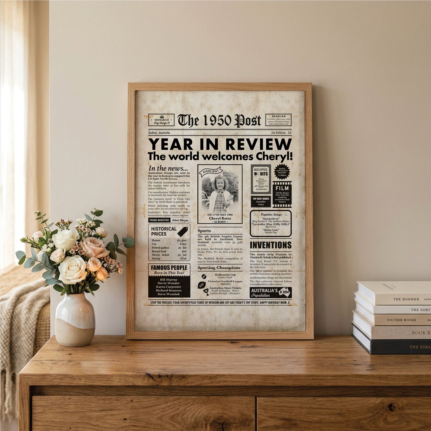 Born in 1950 | Personalised Digital Birthday Newspaper Gift