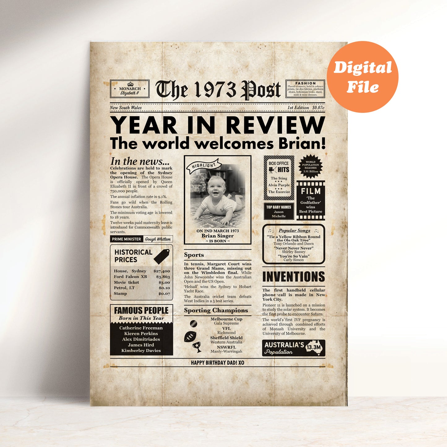 Born in 1973 | Australian Personalised Digital Newspaper