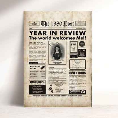 Born in 1980 | Personalised Digital Birthday Newspaper Gift