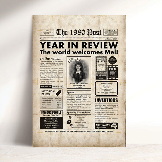 Born in 1980 | Personalised Digital Birthday Newspaper Gift