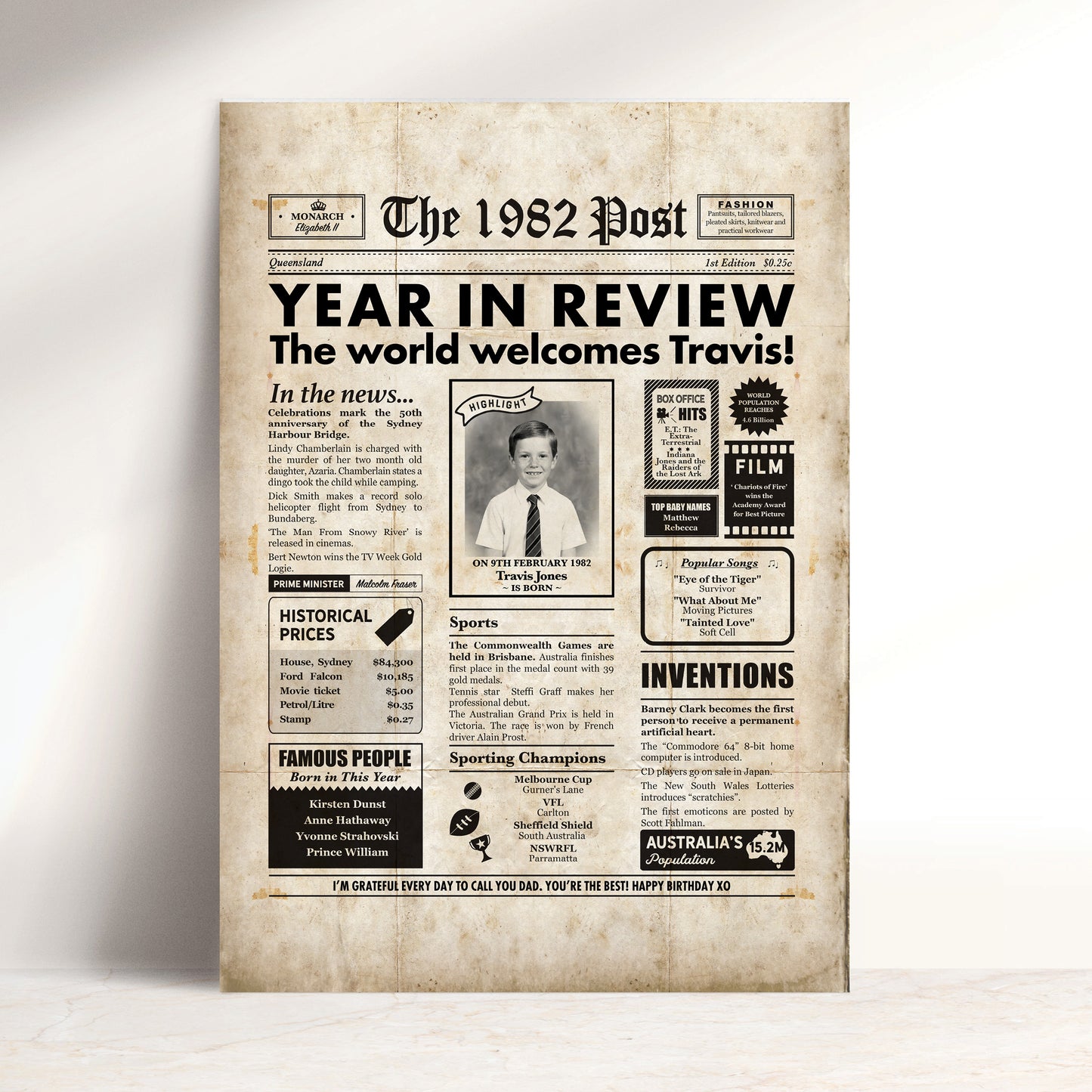 Born in 1982 | Personalised Digital Birthday Newspaper Gift