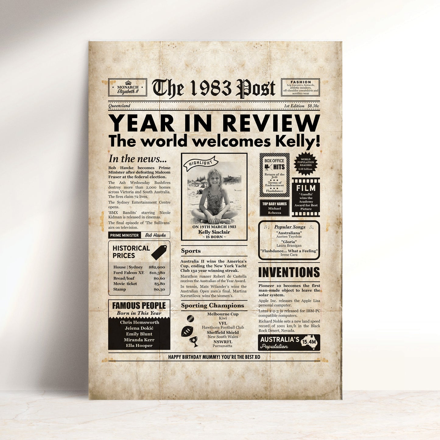 Born in 1983 | Personalised Digital Birthday Newspaper Gift